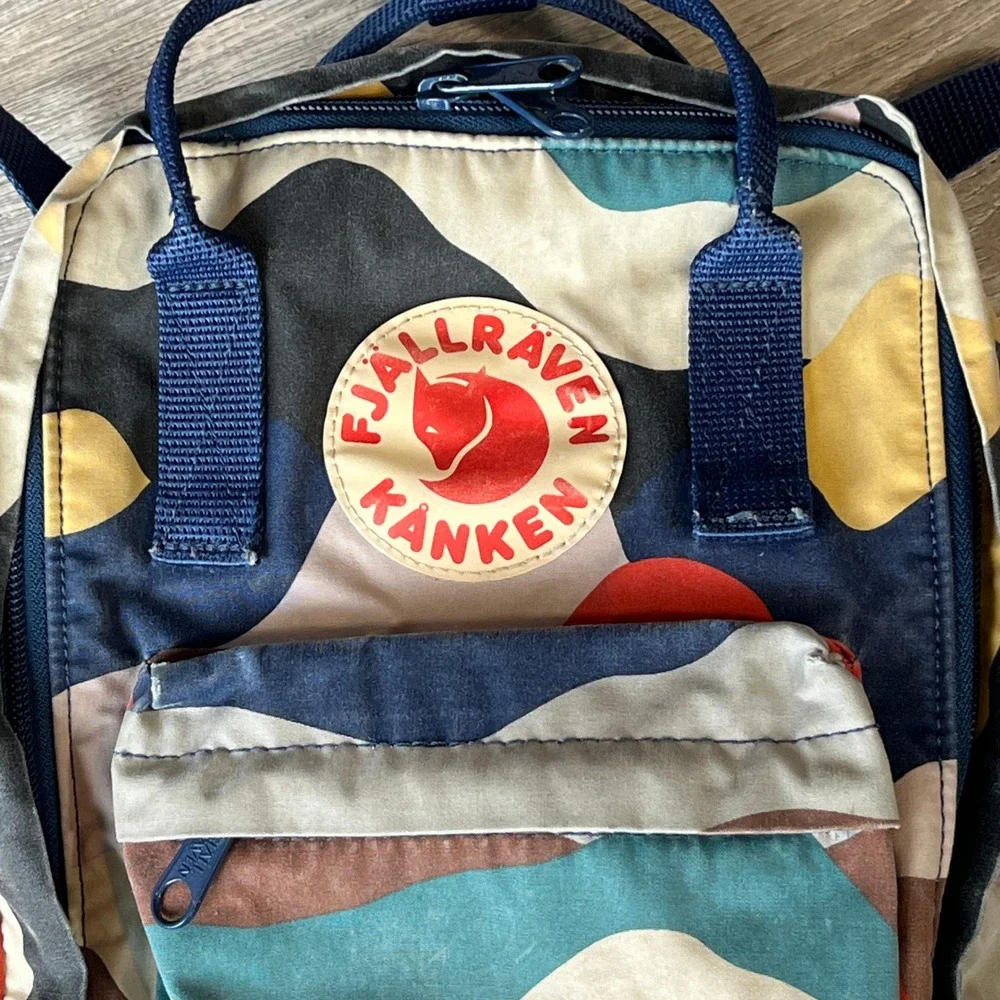 Fjallraven Kanken Art Mini Backpack Abstract Landscape Camo Blue 23611 Kids